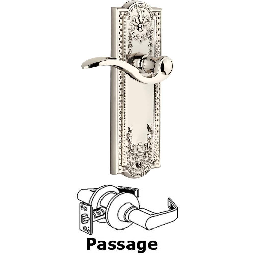 Grandeur Passage Parthenon Plate with Bellagio Right Handed Lever in Polished Nickel