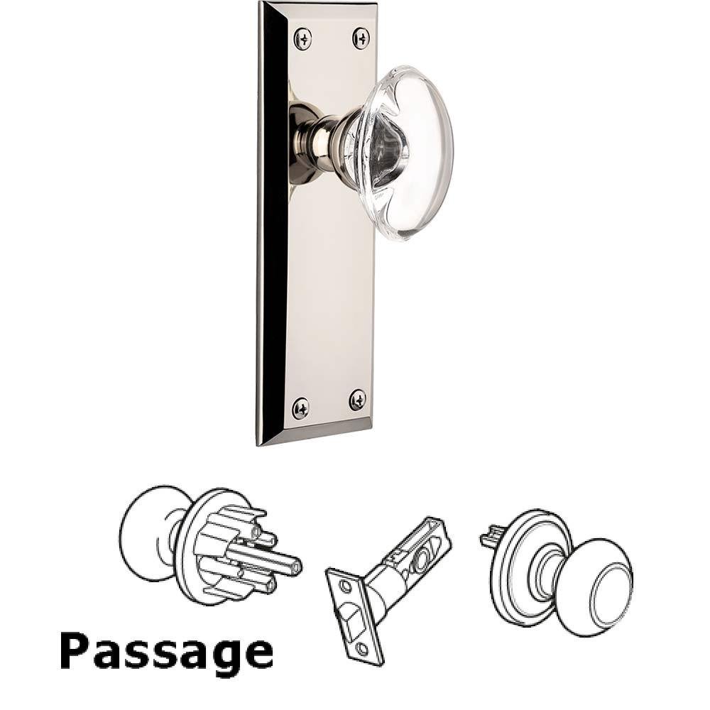 Grandeur Complete Passage Set - Fifth Avenue Plate with Provence Knob in Polished Nickel