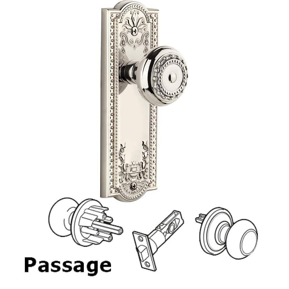 Grandeur Complete Passage Set - Parthenon Plate with Parthenon Knob in Polished Nickel