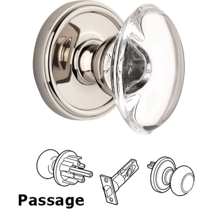 Grandeur Complete Passage Set - Georgetown Rosette with Provence Knob in Polished Nickel