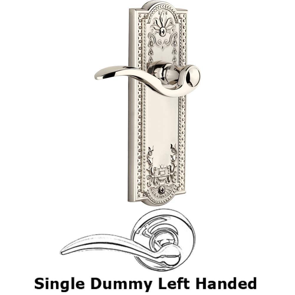 Grandeur Single Dummy Parthenon Plate with Bellagio Left Handed Lever in Polished Nickel