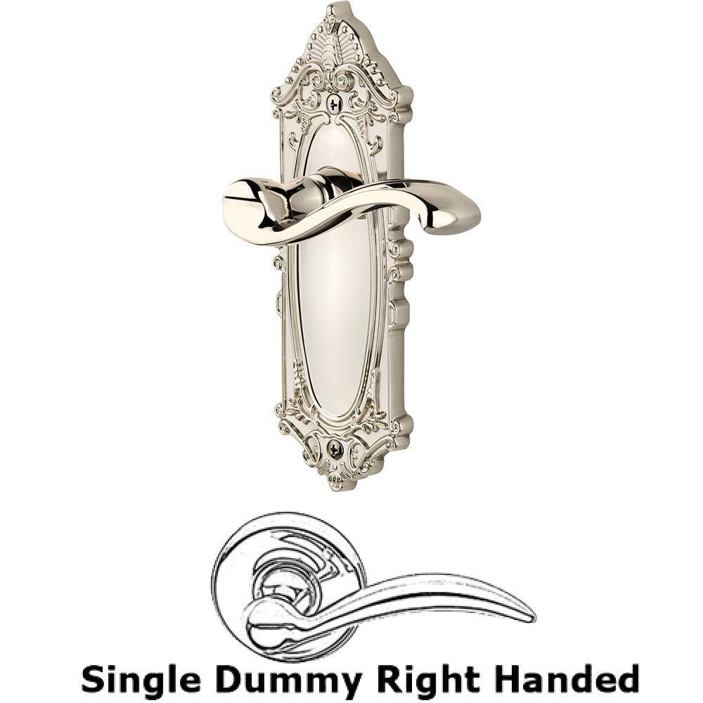 Grandeur Single Dummy Knob - Grande Victorian Plate with Right Handed Portofino Lever in Polished Nickel