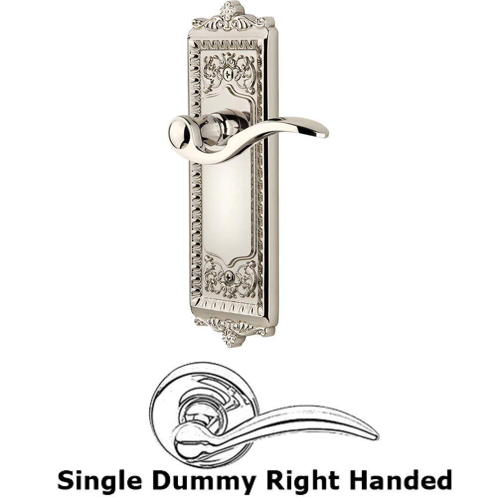 Grandeur Single Dummy Windsor Plate with Right Handed Bellagio Lever in Polished Nickel