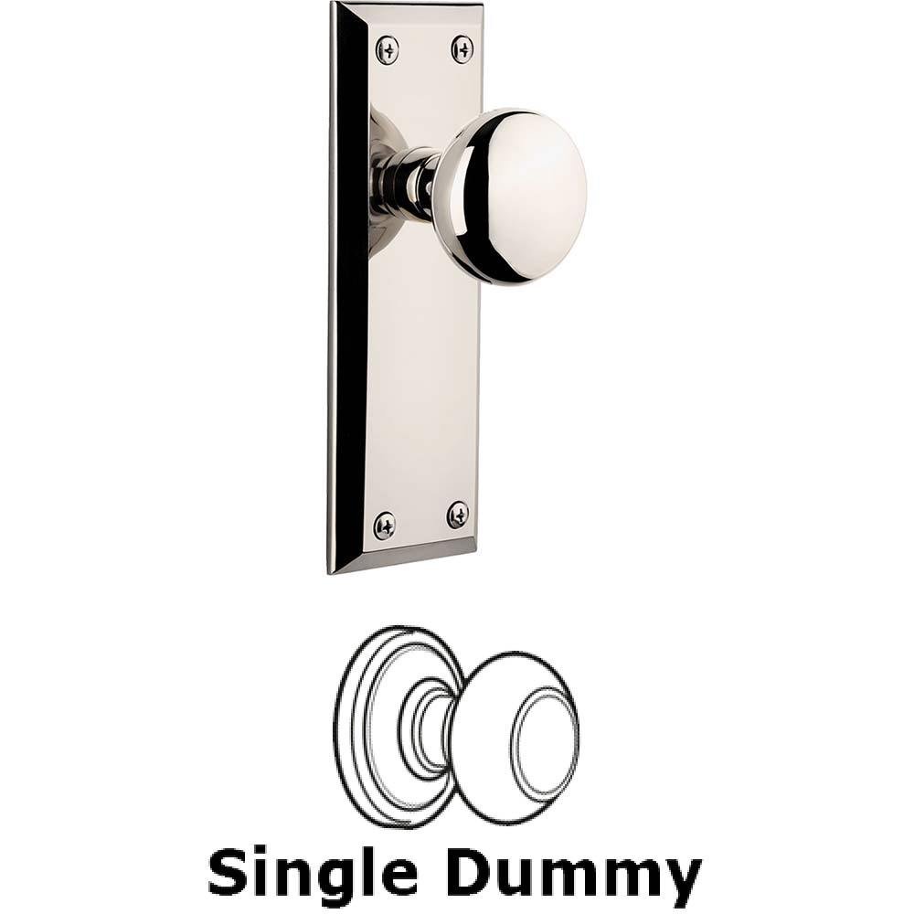 Grandeur Single Dummy Knob - Fifth Avenue Plate with Fifth Avenue Knob in Polished Nickel