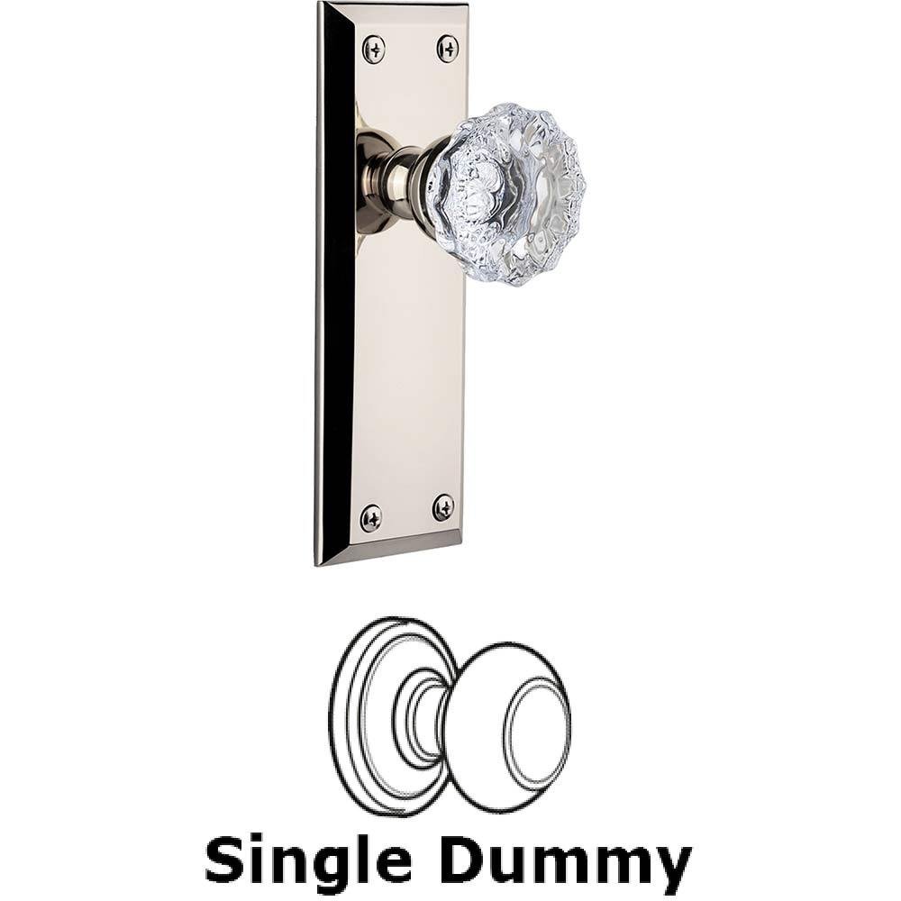 Grandeur Single Dummy Knob - Fifth Avenue Plate with Fontainebleau Knob in Polished Nickel