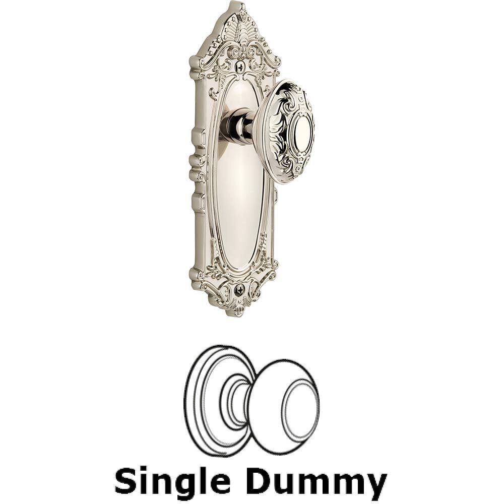Grandeur Single Dummy Knob - Grande Victorian Plate with Grande Victorian Knob in Polished Nickel