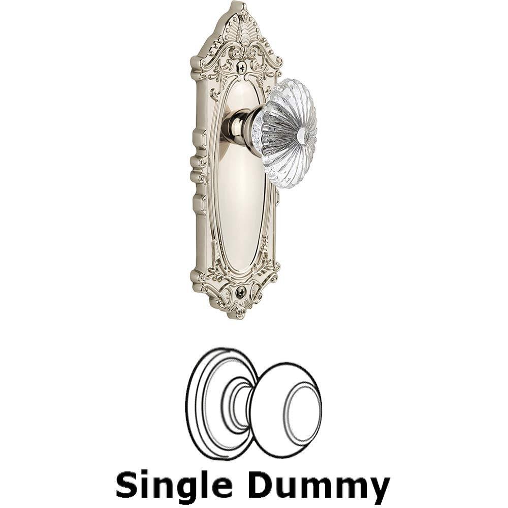 Grandeur Single Dummy Knob - Grande Victorian Plate with Burgundy Knob in Polished Nickel