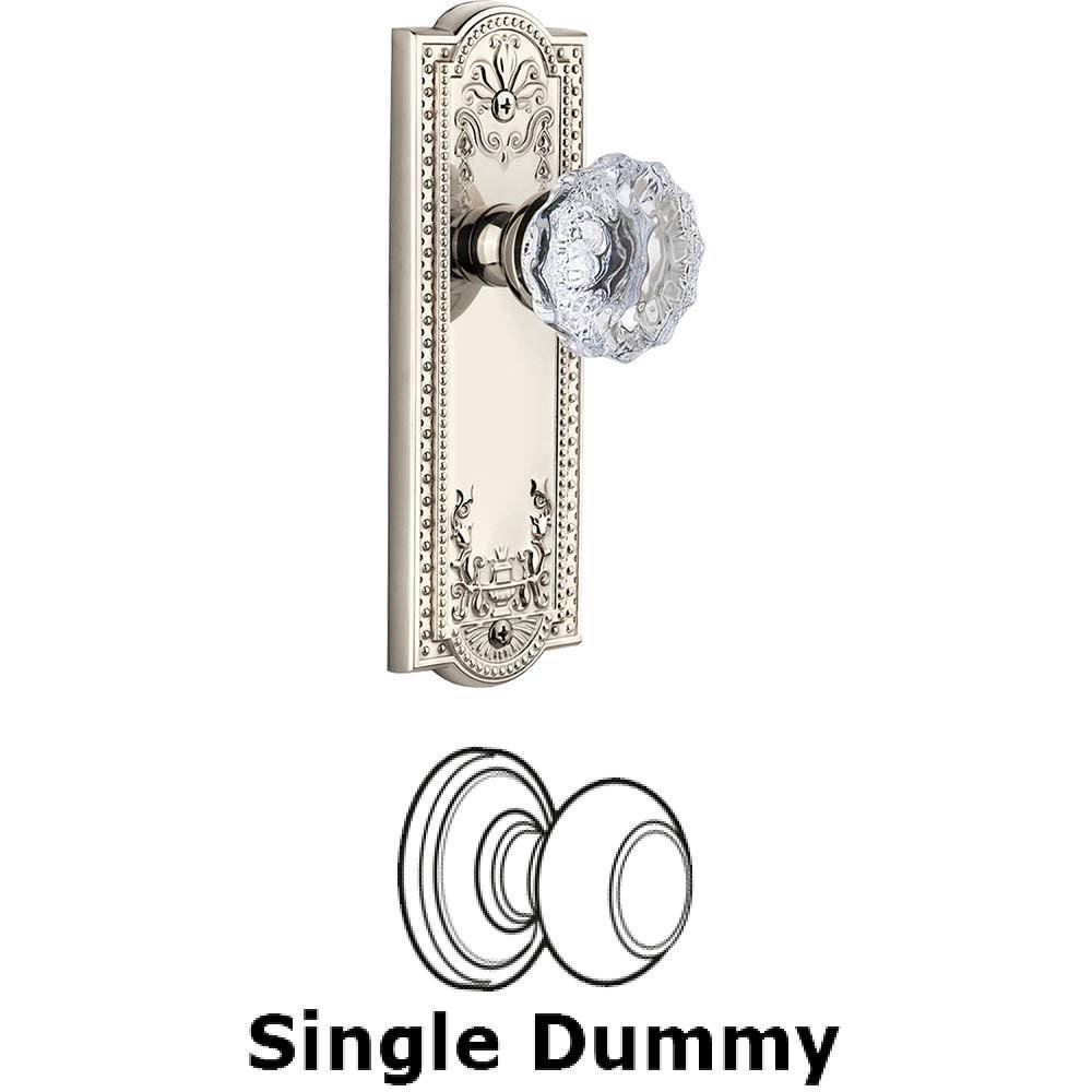 Grandeur Single Dummy Knob - Parthenon Plate with Fontainebleau Knob in Polished Nickel