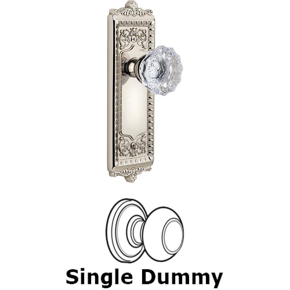 Grandeur Single Dummy Knob - Windsor Plate with Fontainebleau Knob in Polished Nickel