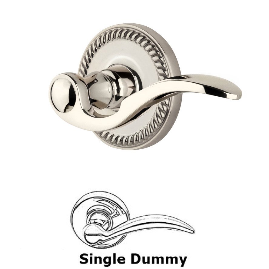 Grandeur Single Dummy Knob - Newport Rosette with Left Handed Bellagio Lever in Polished Nickel