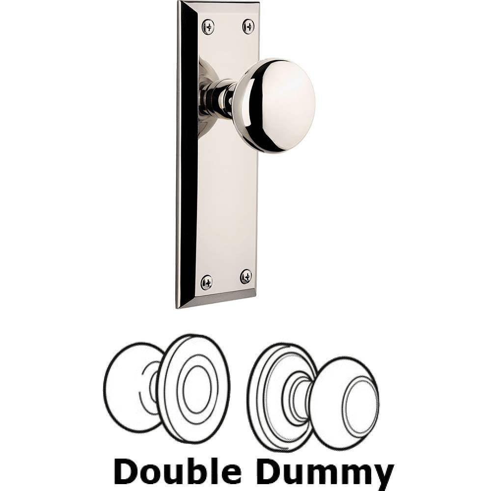 Grandeur Double Dummy Set - Fifth Avenue Plate with Fifth Avenue Knob in Polished Nickel