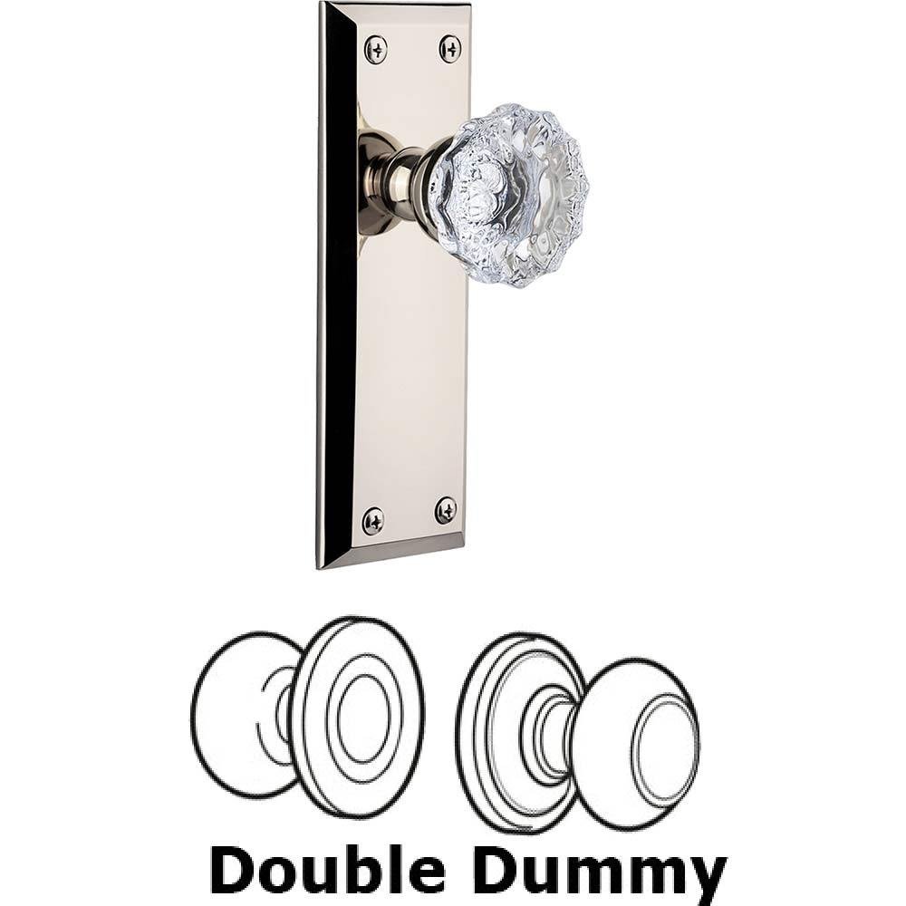 Grandeur Double Dummy Set - Fifth Avenue Plate with Fontainebleau Knob in Polished Nickel