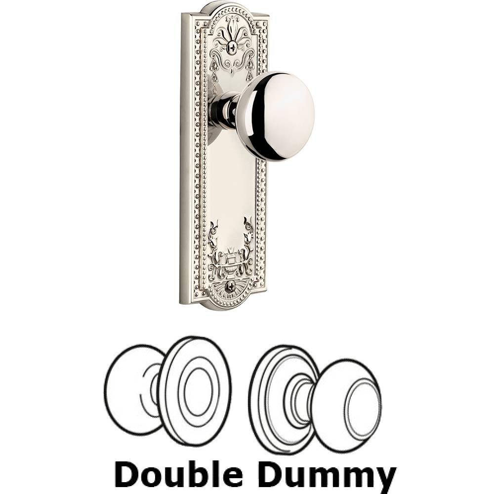 Grandeur Double Dummy Set - Parthenon Plate with Fifth Avenue Knob in Polished Nickel