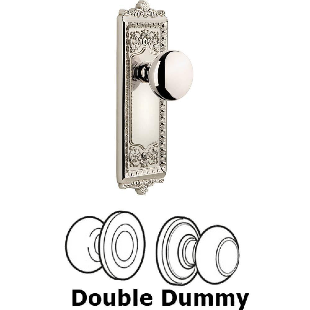 Grandeur Double Dummy Set - Windsor Plate with Fifth Avenue Knob in Polished Nickel