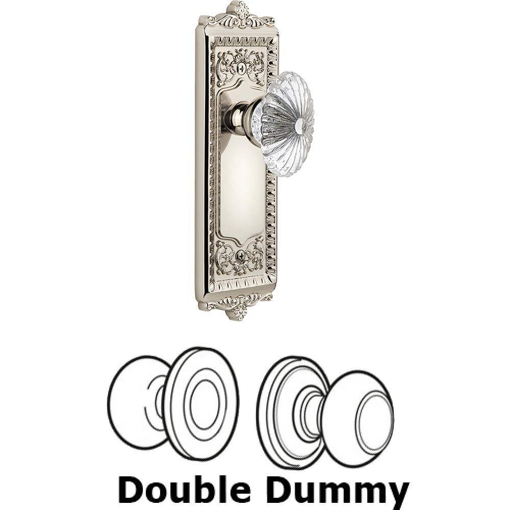 Grandeur Double Dummy Set - Windsor Plate with Burgundy Knob in Polished Nickel