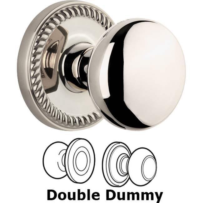 Grandeur Double Dummy Set - Newport Rosette with Fifth Avenue Knob in Polished Nickel