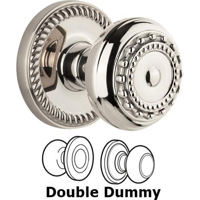 Grandeur Double Dummy Set - Newport Rosette with Parthenon Knob in Polished Nickel