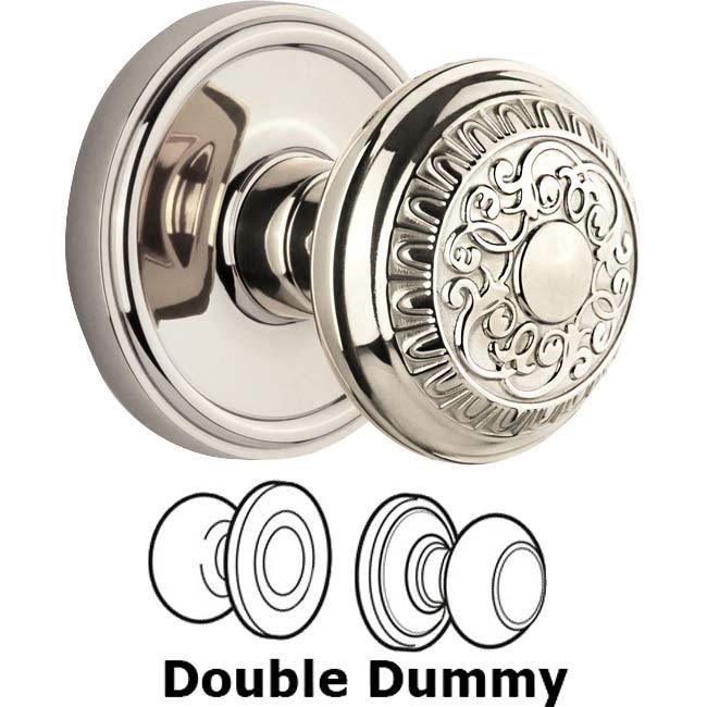 Grandeur Double Dummy Set - Georgetown Rosette with Windsor Knob in Polished Nickel