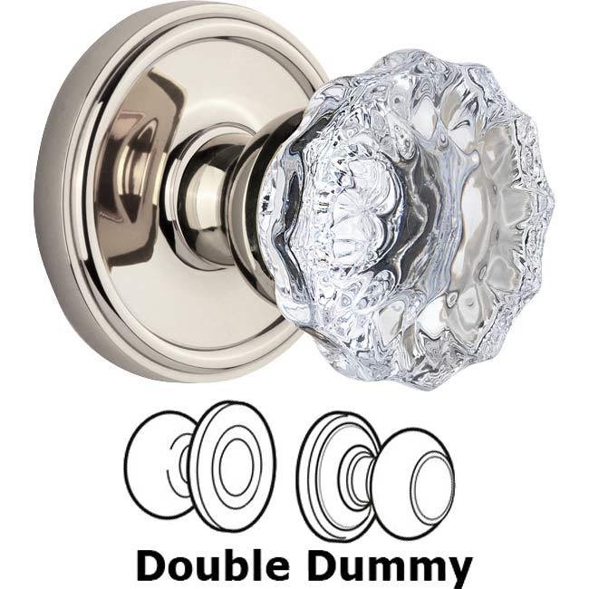 Grandeur Double Dummy Set - Georgetown Rosette with Fontainebleau Knob in Polished Nickel
