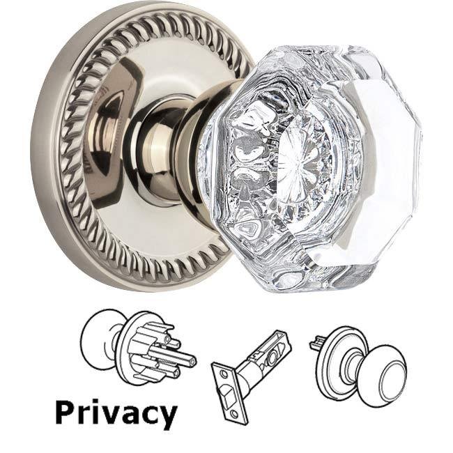 Grandeur Complete Privacy Set - Newport Rosette with Chambord Knob in Polished Nickel