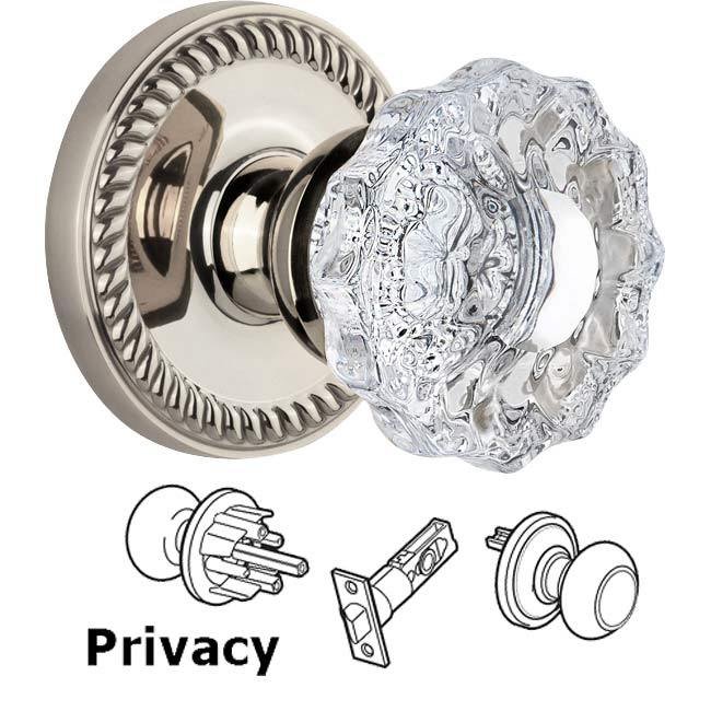 Grandeur Complete Privacy Set - Newport Rosette with Versailles Knob in Polished Nickel