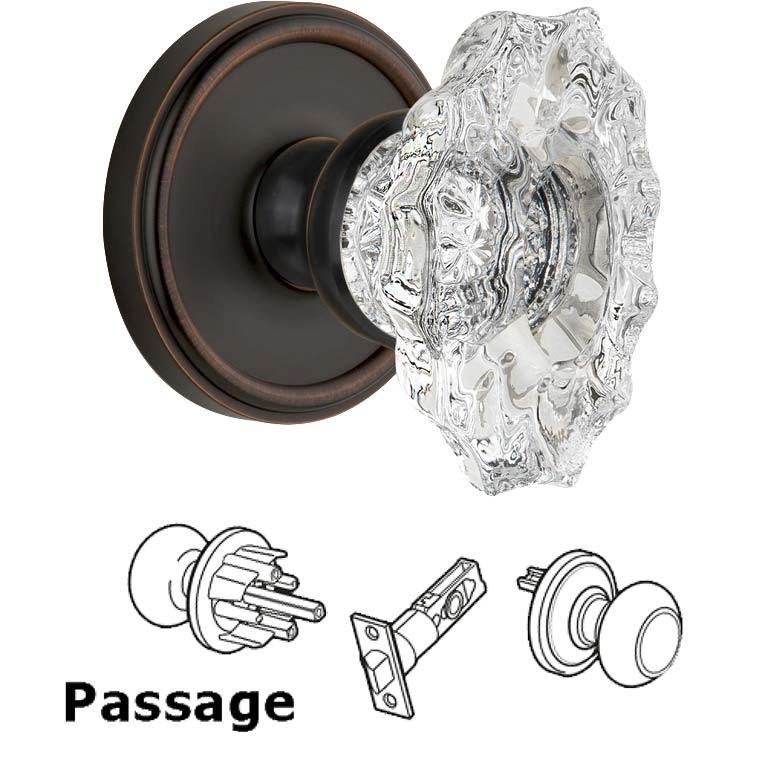 Grandeur Complete Passage Set - Georgetown Rosette with Crystal Biarritz Knob in Timeless Bronze