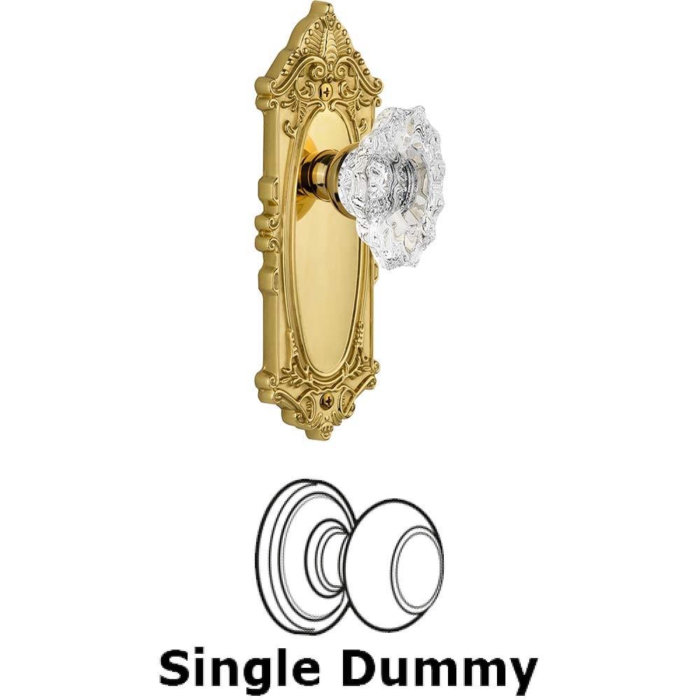 Grandeur Single Dummy Knob - Grande Victorian Plate with Crystal Biarritz Knob in Polished Brass