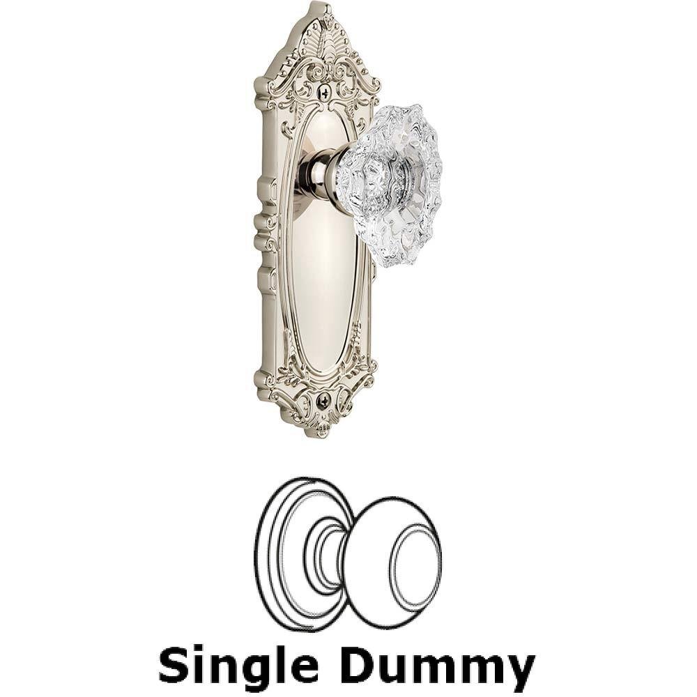 Grandeur Single Dummy Knob - Grande Victorian Plate with Crystal Biarritz Knob in Polished Nickel
