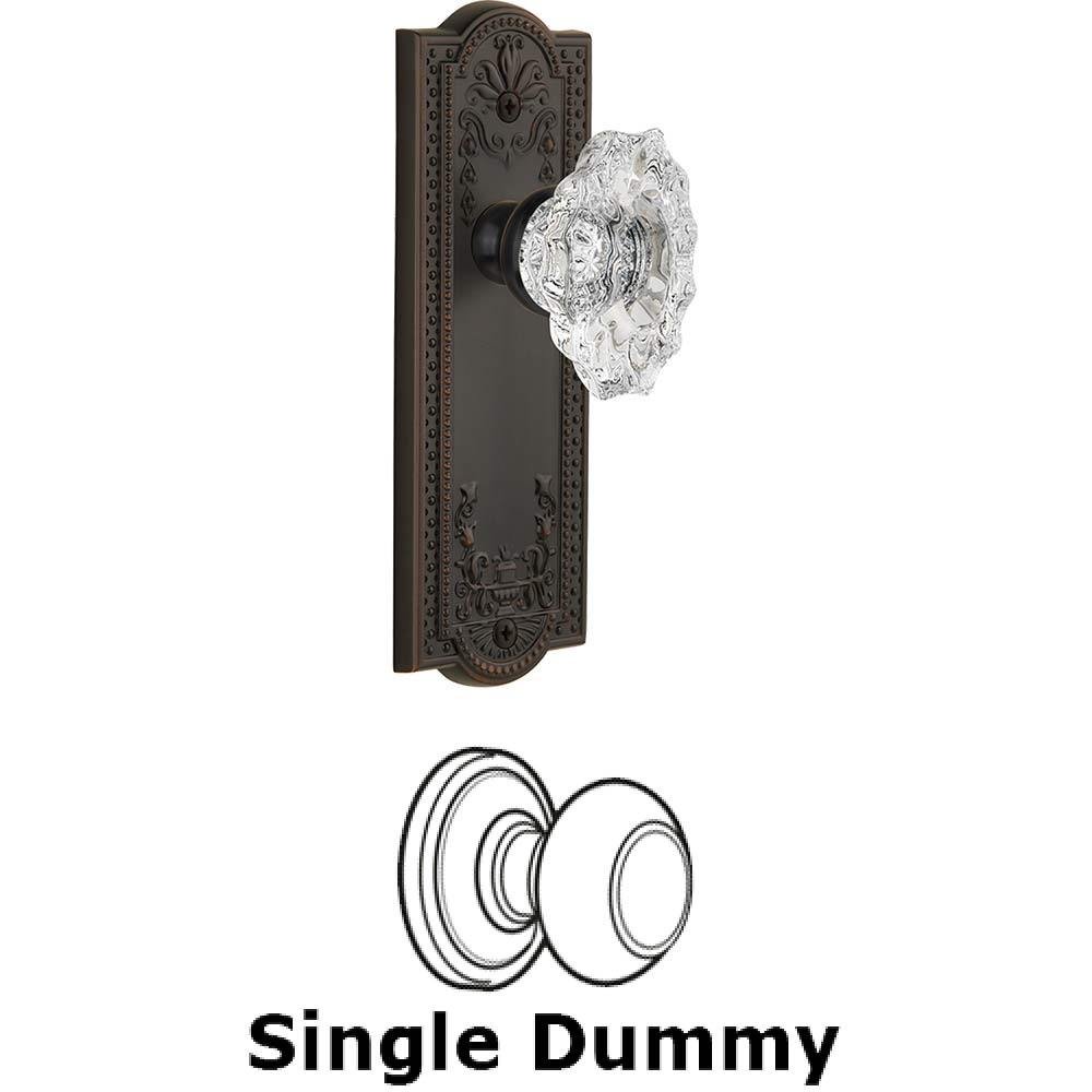 Grandeur Single Dummy Knob - Parthenon Plate with Crystal Biarritz Knob in Timeless Bronze