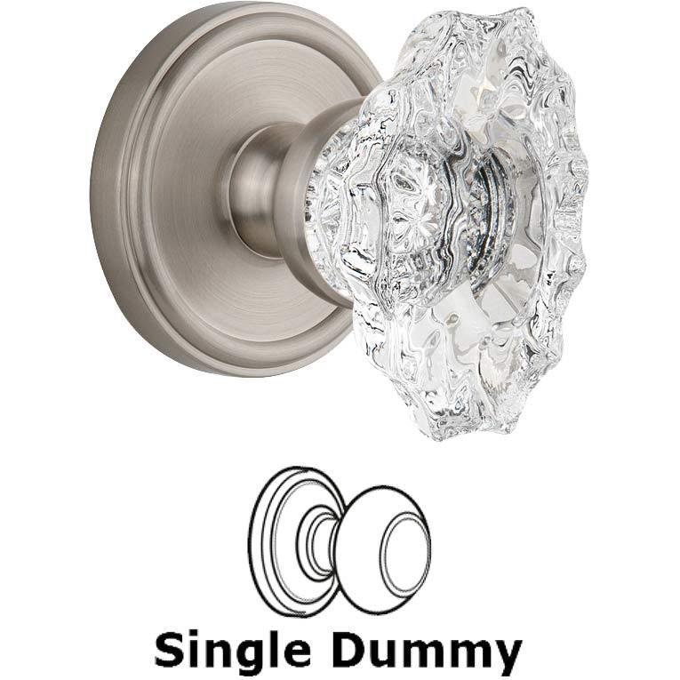 Grandeur Single Dummy Knob - Georgetown Rosette with Crystal Biarritz Knob in Satin Nickel