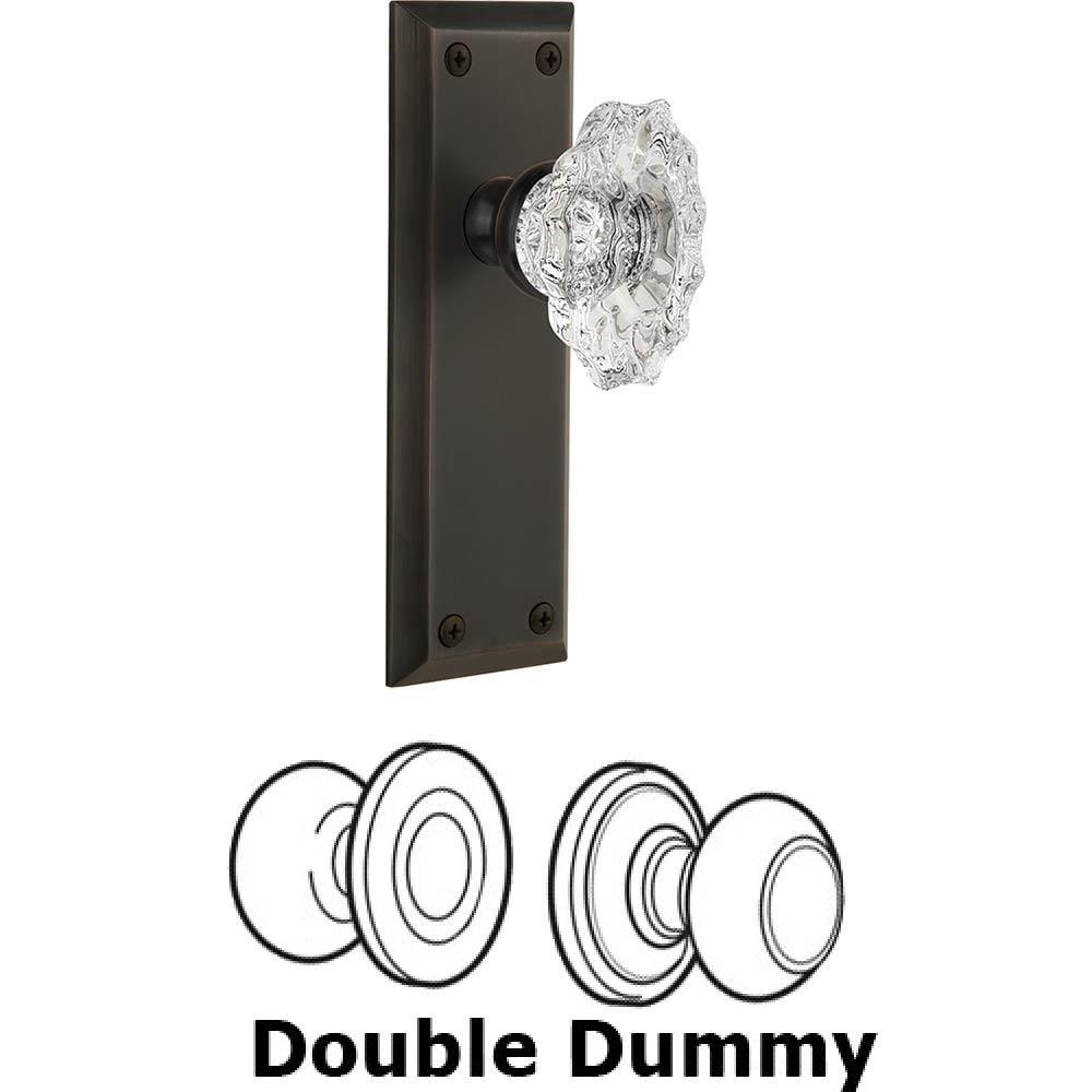 Grandeur Double Dummy Set - Fifth Avenue Plate with Crystal Biarritz Knob in Timeless Bronze