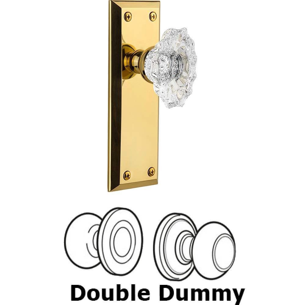 Grandeur Double Dummy Set - Fifth Avenue Plate with Crystal Biarritz Knob in Lifetime Brass