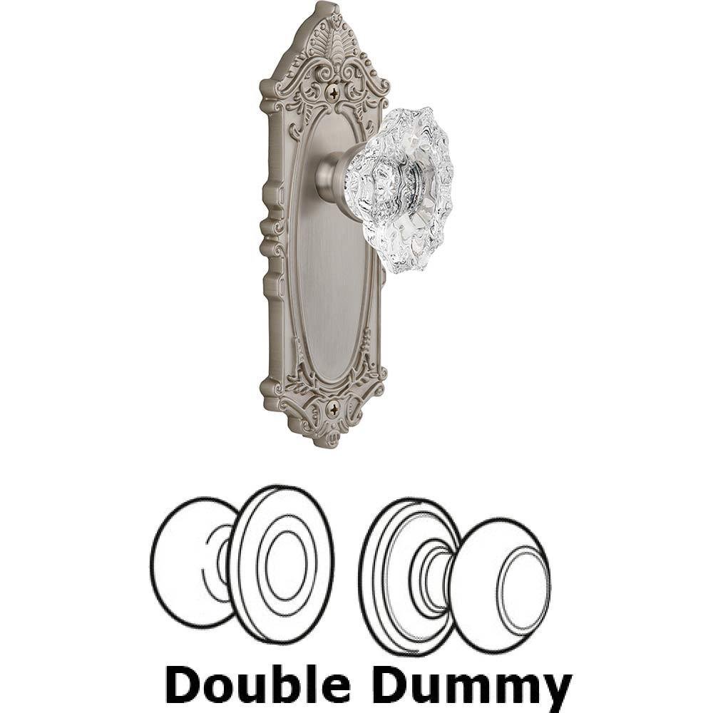 Grandeur Double Dummy Set - Grande Victorian Plate with Crystal Biarritz Knob in Satin Nickel