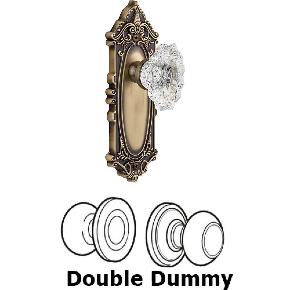 Grandeur Double Dummy Set - Grande Victorian Plate with Crystal Biarritz Knob in Vintage Brass