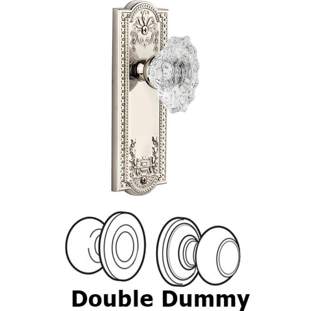 Grandeur Double Dummy Set - Parthenon Plate with Crystal Biarritz Knob in Polished Nickel