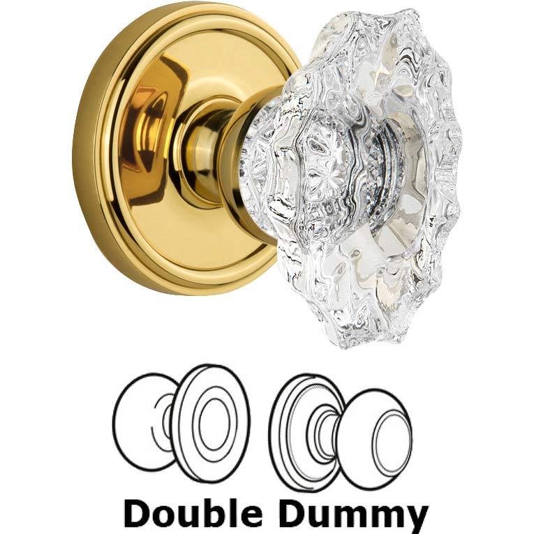 Grandeur Double Dummy Set - Georgetown Rosette with Crystal Biarritz Knob in Polished Brass
