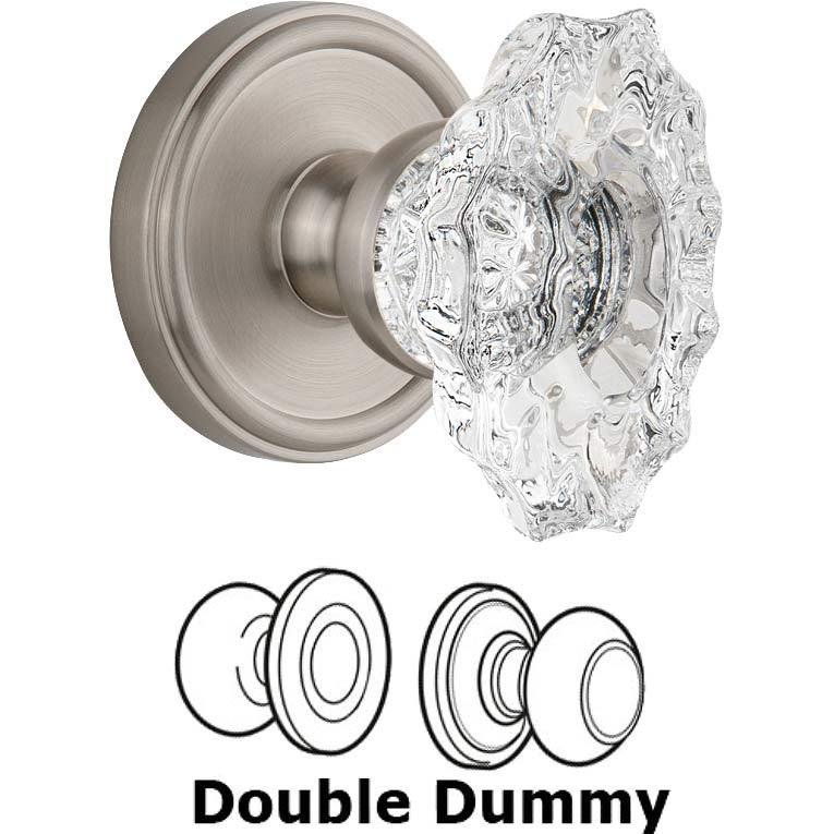 Grandeur Double Dummy Set - Georgetown Rosette with Crystal Biarritz Knob in Satin Nickel