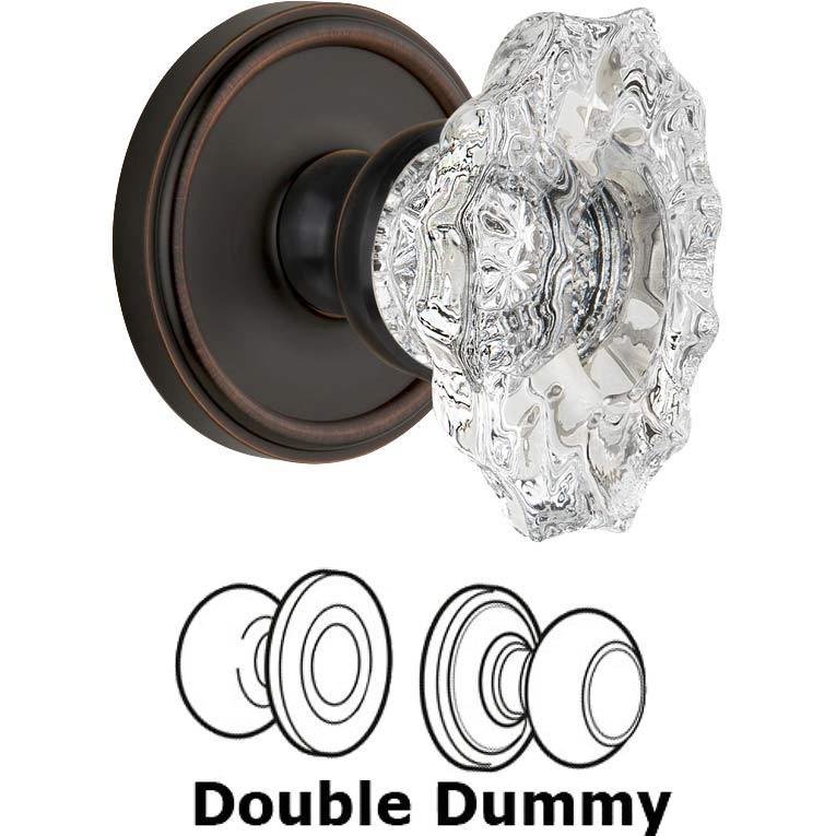 Grandeur Double Dummy Set - Georgetown Rosette with Crystal Biarritz Knob in Timeless Bronze