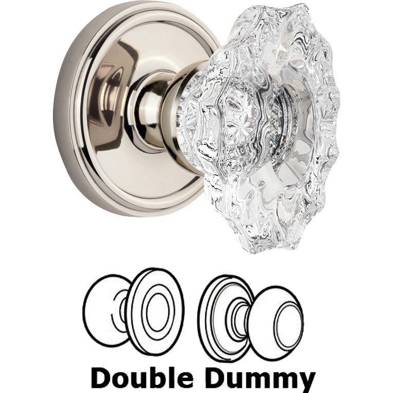 Grandeur Double Dummy Set - Georgetown Rosette with Crystal Biarritz Knob in Polished Nickel