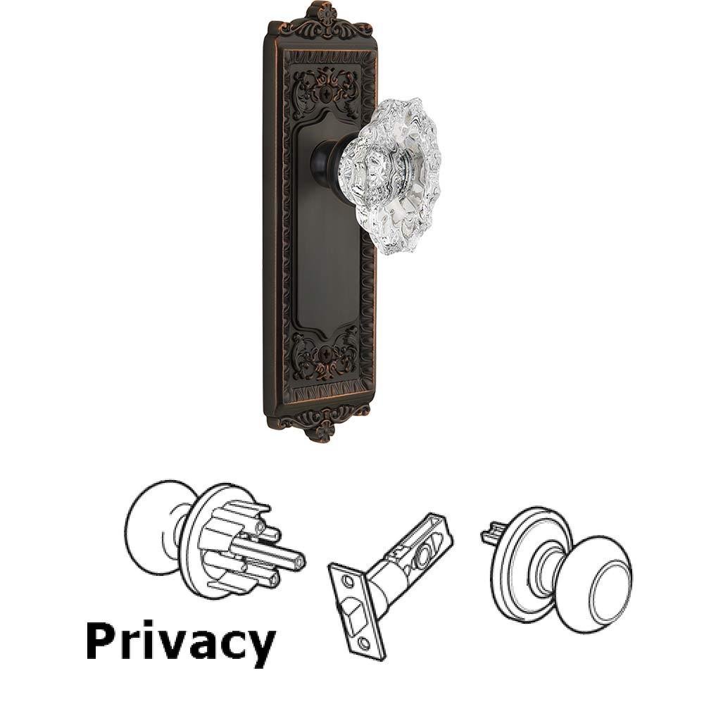 Grandeur Complete Privacy Set - Windsor Plate with Crystal Biarritz Knob in Timeless Bronze