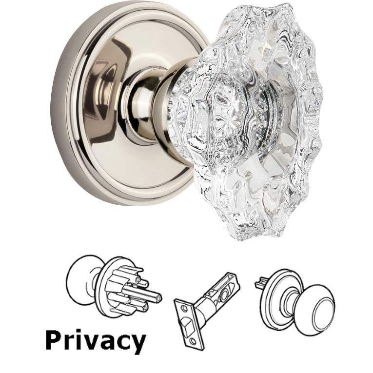 Grandeur Complete Privacy Set - Georgetown Rosette with Crystal Biarritz Knob in Polished Nickel