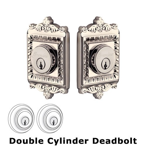 Grandeur Grandeur Double Cylinder Deadbolt with Windsor Plate in Polished Nickel