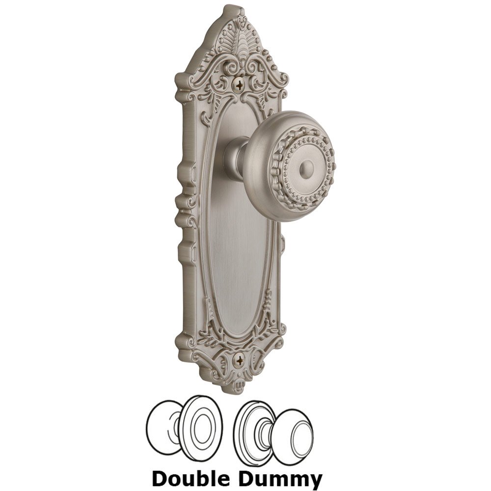 Grandeur Grandeur Grande Victorian Plate Double Dummy with Parthenon Knob in Satin Nickel