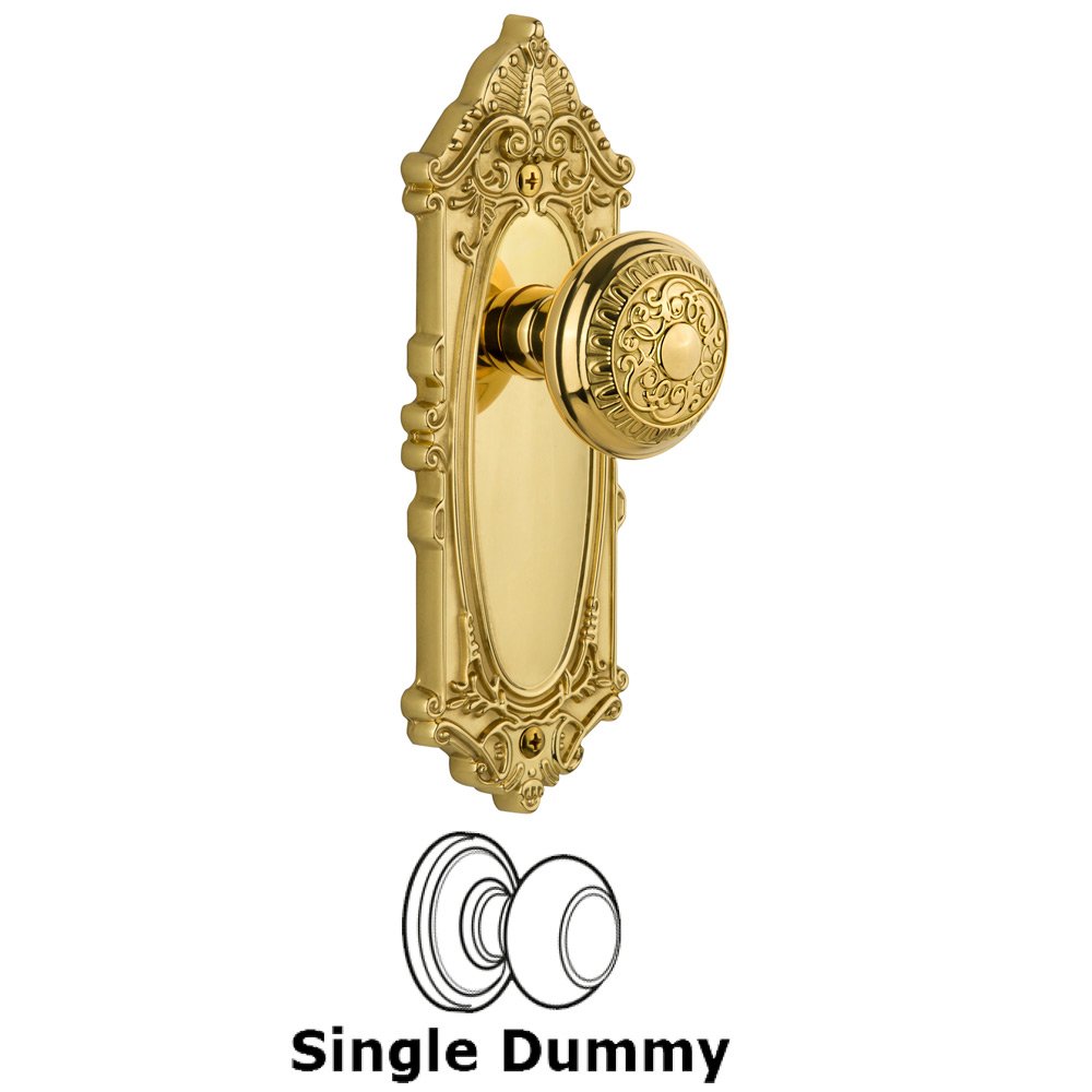 Grandeur Grandeur Grande Victorian Plate Dummy with Windsor Knob in Polished Brass