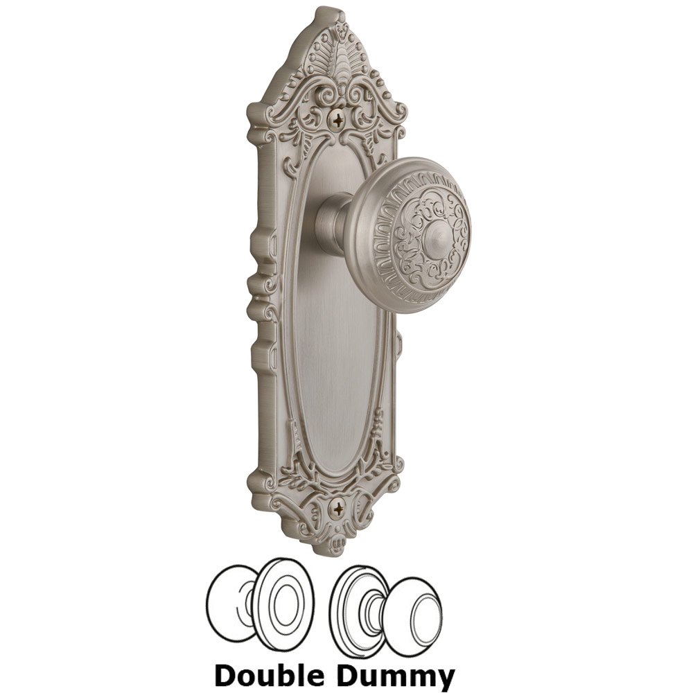 Grandeur Grandeur Grande Victorian Plate Double Dummy with Windsor Knob in Satin Nickel