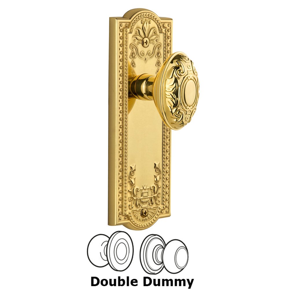 Grandeur Grandeur Parthenon Plate Double Dummy with Grande Victorian Knob in Polished Brass