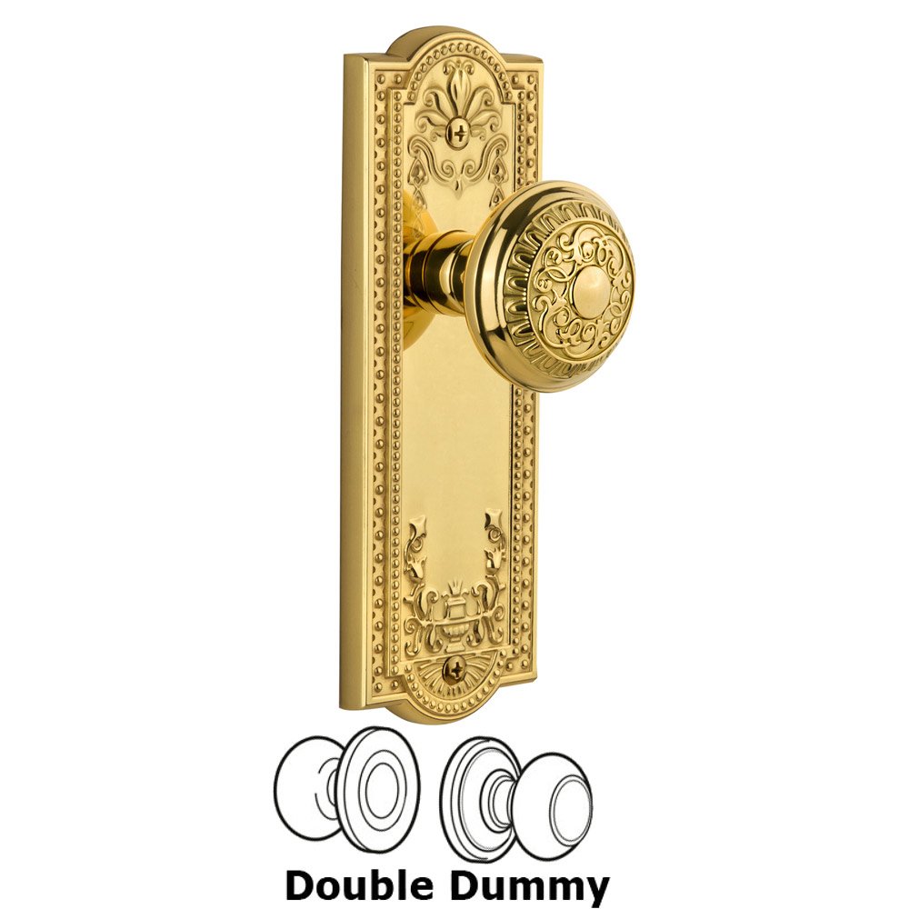 Grandeur Grandeur Parthenon Plate Double Dummy with Windsor Knob in Polished Brass