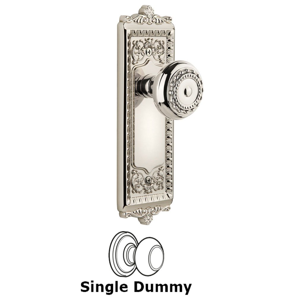 Grandeur Windsor Plate Dummy with Parthenon knob in Polished Nickel