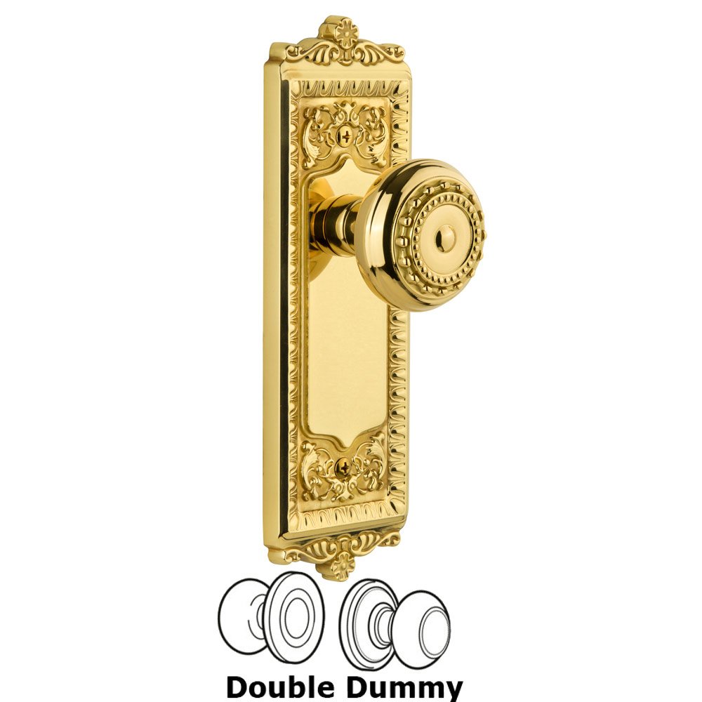 Grandeur Windsor Plate Double Dummy with Parthenon knob in Polished Brass