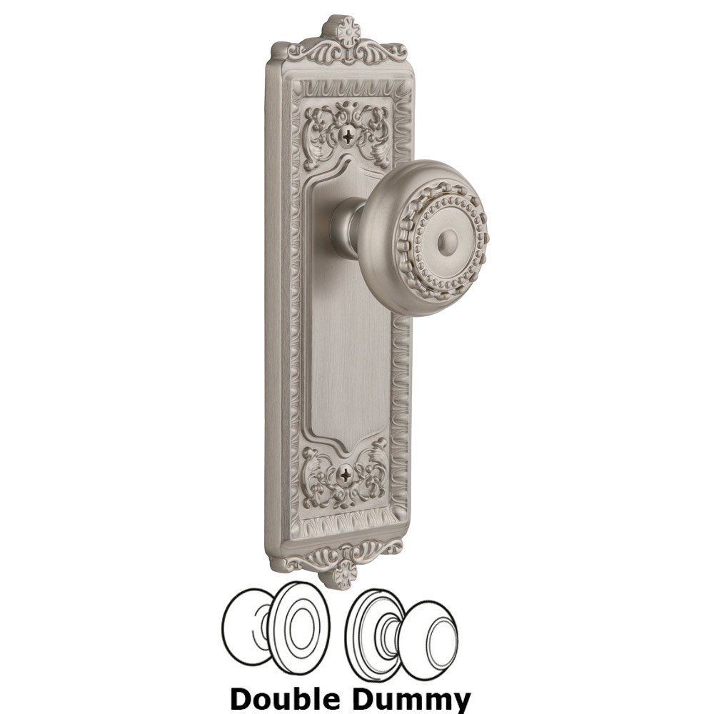 Grandeur Windsor Plate Double Dummy with Parthenon knob in Satin Nickel